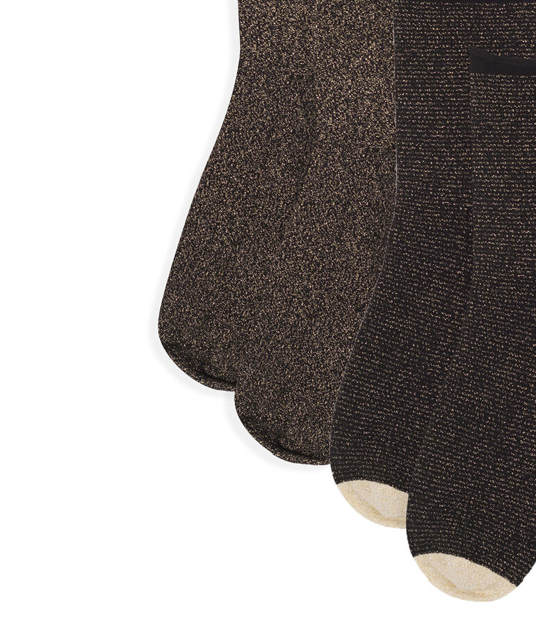 Juego de calcetines a media ca&ntilde;a de mujer negro/amarillo