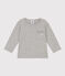 Camiseta de manga larga de punto flameado para bebé gris CHATON CHINE