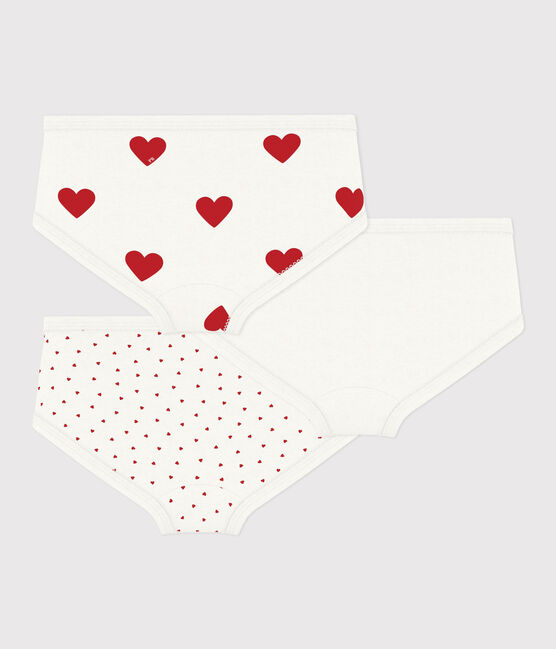 Juego de 3 braguitas infantiles de algodón de talle alto con corazón variante 1