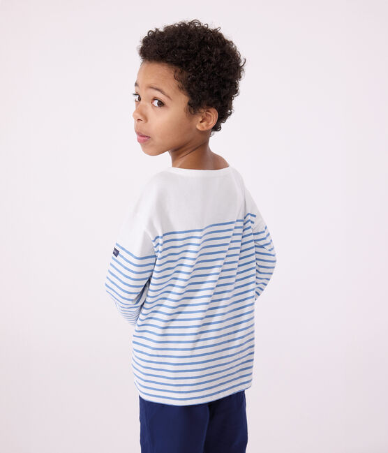 Camiseta marinera infantil de algodón de manga larga blanco MARSHMALLOW/azul ALASKA