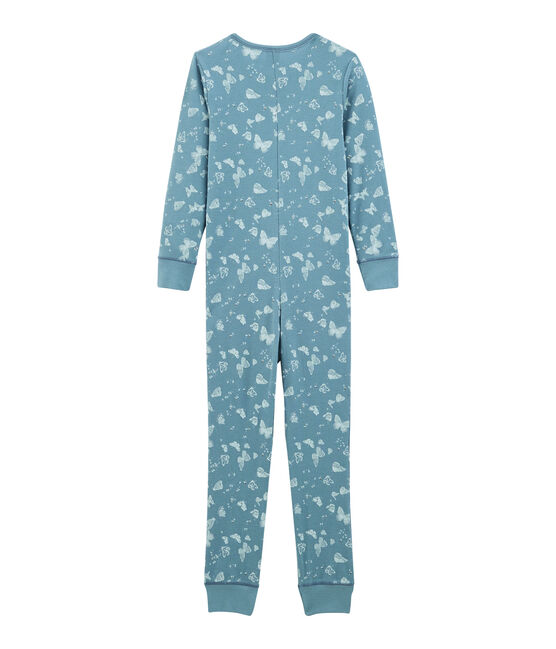Mono largo infantil de algodón para niña azul FONTAINE/blanco MARSHMALLOW