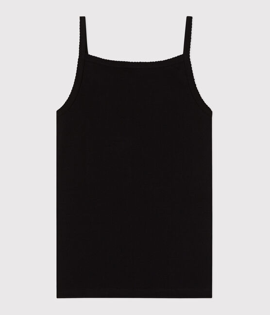 Camiseta lisa de tirantes de algodón para mujer negro NOIR