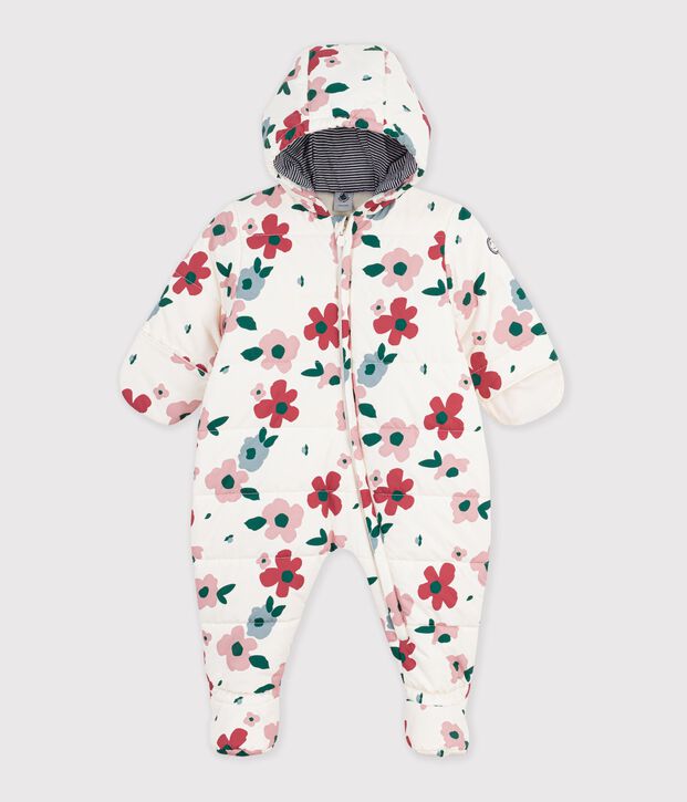 Buzo de poli&eacute;ster con estampado de flores para beb&eacute; crudo/multicolor