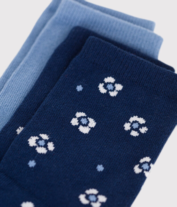 2 pares de calcetines de algod&oacute;n con estampado de flores para ni&ntilde;a multicolor