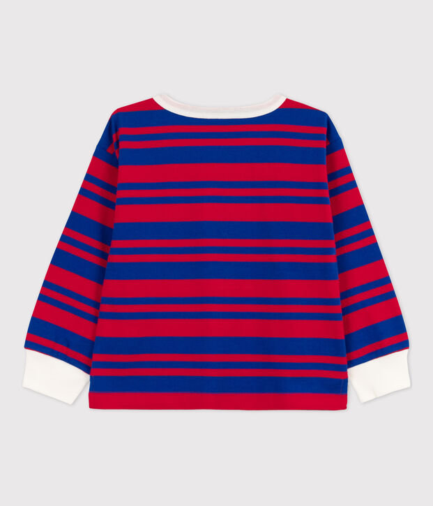 Camiseta de manga larga a rayas para ni&ntilde;o azul/rojo