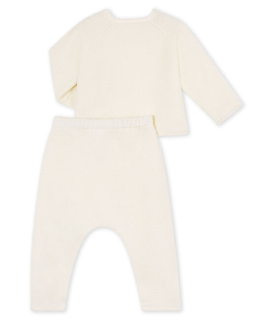 Conjunto de dos piezas para bebé niño, lana merinos y poliéster blanco MARSHMALLOW