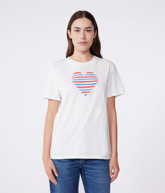 Camiseta Recta de algodón liso para mujer blanco MARSHMALLOW