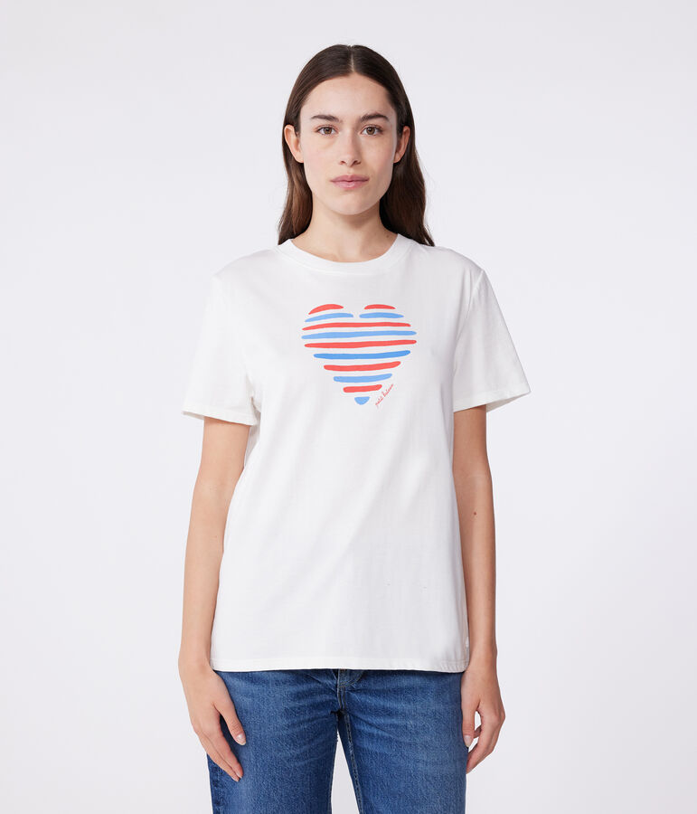 Camiseta Recta de algod&oacute;n liso para mujer blanco