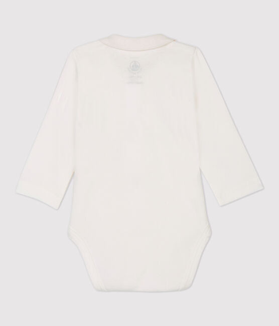 Bodi blanco con cuello de bebé de algodón orgánico blanco MARSHMALLOW