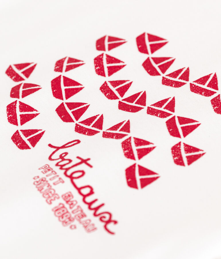 Camiseta infantil de manga corta de algod&oacute;n blanco