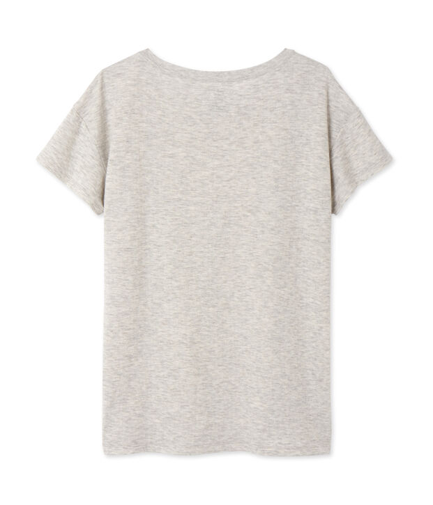 Camiseta maxi para mujer en t&uacute;bico extrafino chin&eacute; gris