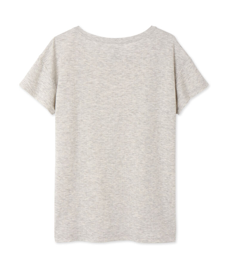 Camiseta maxi para mujer en t&uacute;bico extrafino chin&eacute; gris BELUGA CHINE