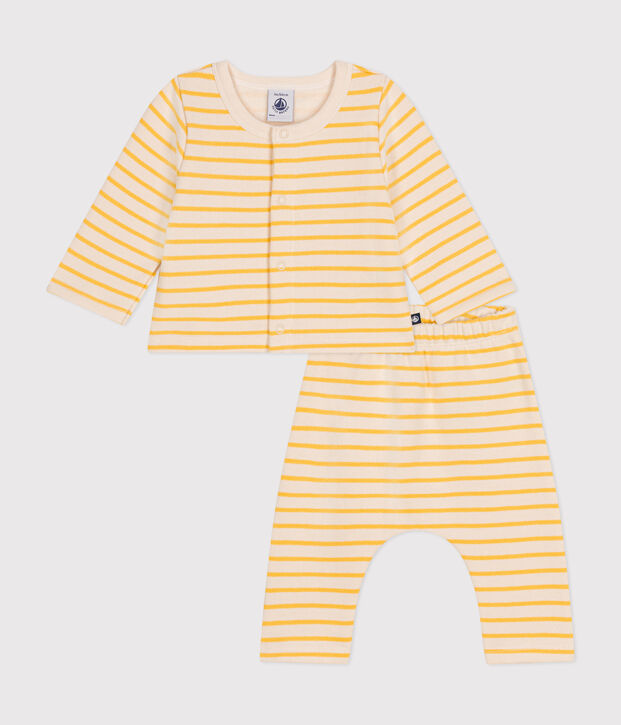 Conjunto de 2 piezas de felpa cepillada para beb&eacute; crudo/amarillo