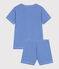 Pijama infantil corto de algodón a rayas azul PERSE/blanco MARSHMALLOW