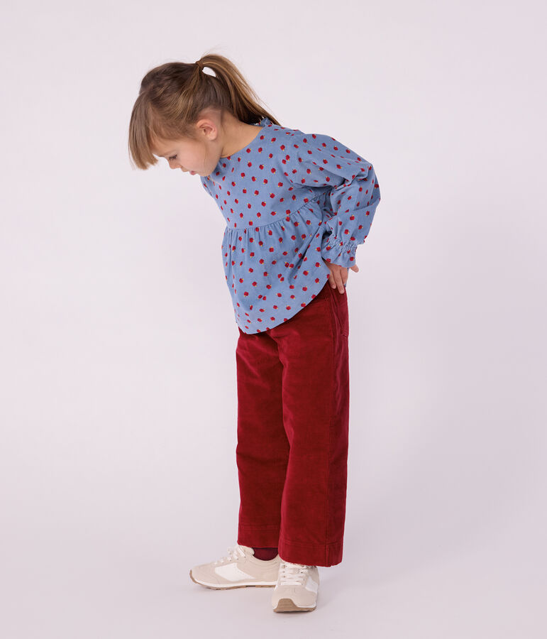Pantal&oacute;n ancho infantil de terciopelo liso rojo