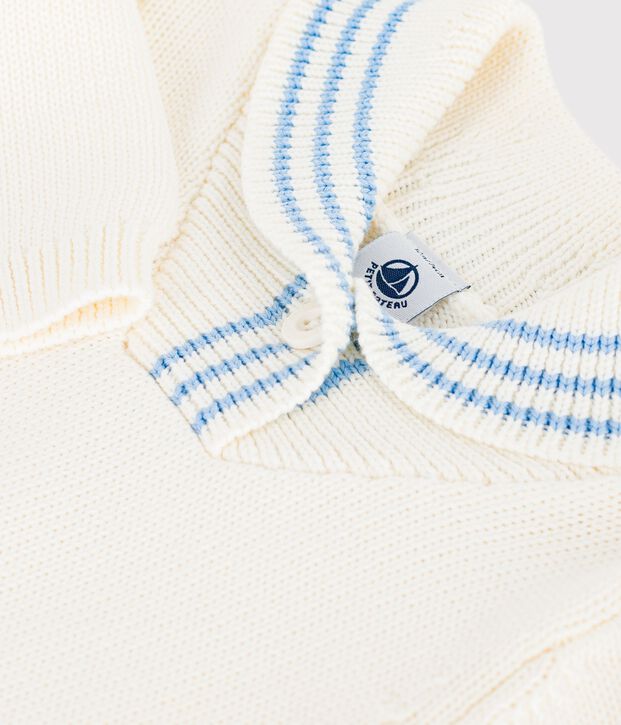 Jersey de algod&oacute;n a rayas con cuello chal para beb&eacute; MILK