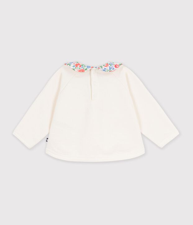 Sudadera lisa de algod&oacute;n con cuello estampado para beb&eacute; MILK
