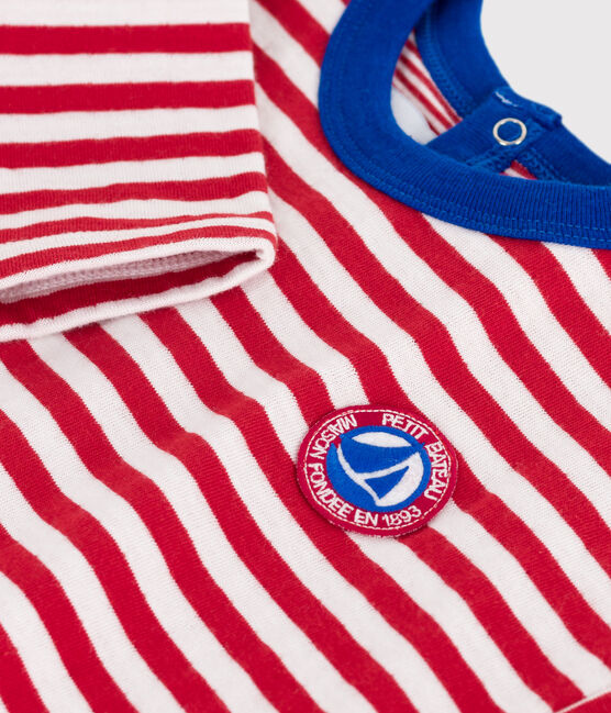 Camiseta de manga larga de algodón a rayas para bebé rojo POMPEI/ MILK