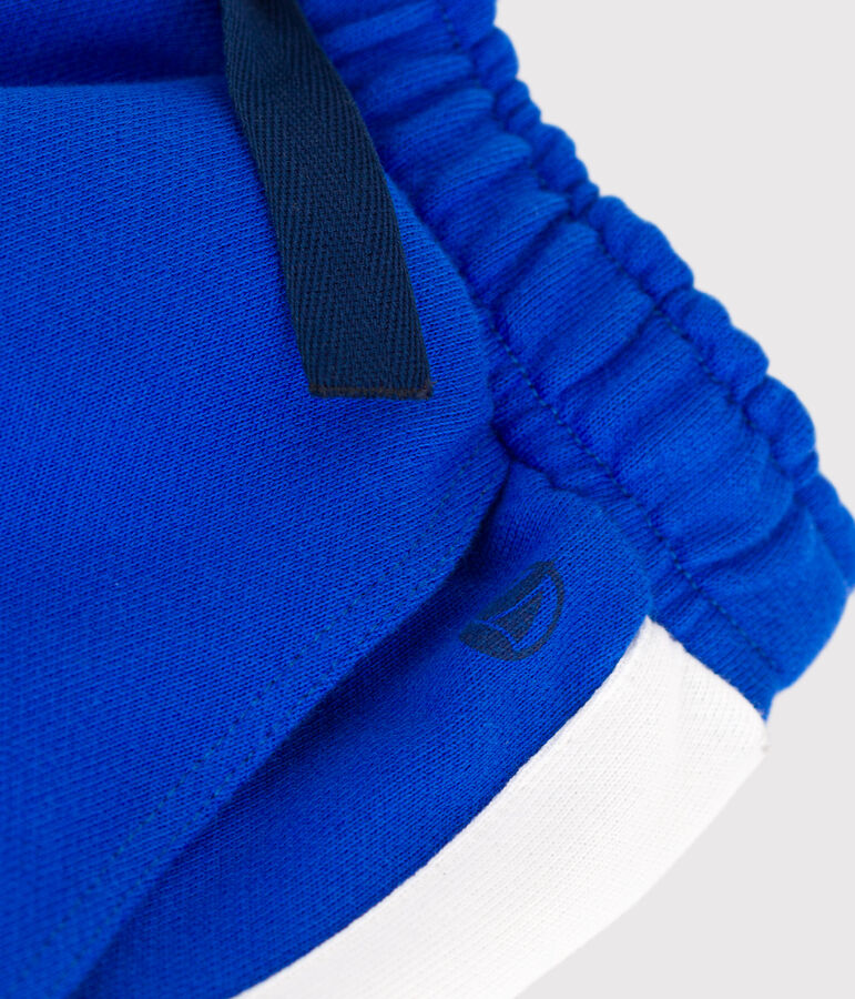 Bermudas cortas infantiles de algod&oacute;n liso azul