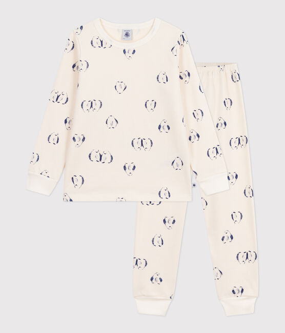 Pijama infantil de felpa con estampado de pingüinos azul MILK/ SOIR