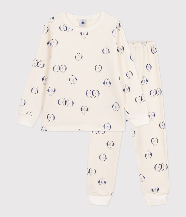 Pijama infantil de felpa con estampado de ping&uuml;inos azul/azul