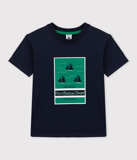 Camiseta de manga corta de punto de niño azul SMOKING