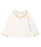 Blusa de manga larga en tela túbica con jacquard para bebé niña blanco MARSHMALLOW/amarillo OR