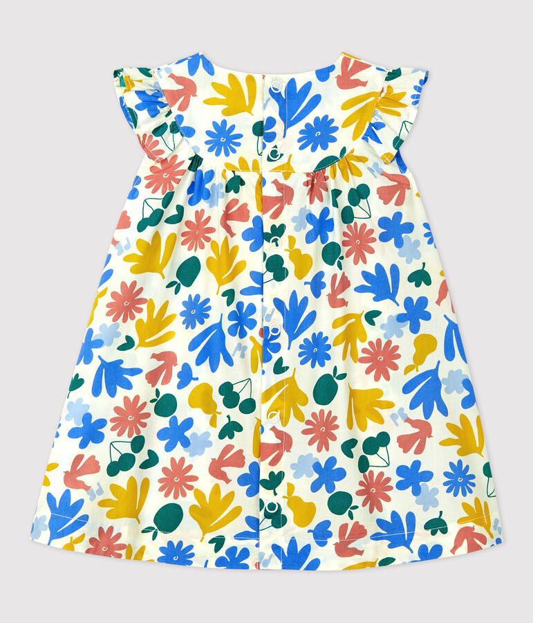 Vestido de popelina de manga corta con estampado de flores para beb&eacute; blanco/multicolor