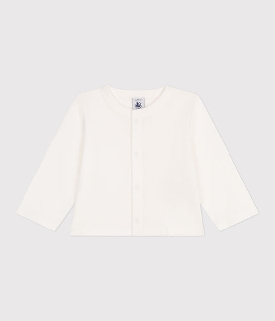 Cárdigan de algodón liso para bebé blanco MARSHMALLOW