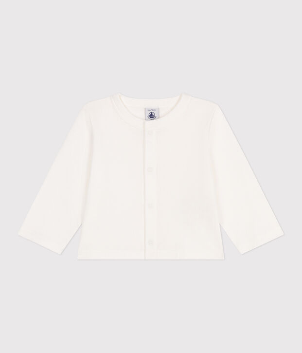 C&aacute;rdigan de algod&oacute;n liso para beb&eacute; blanco