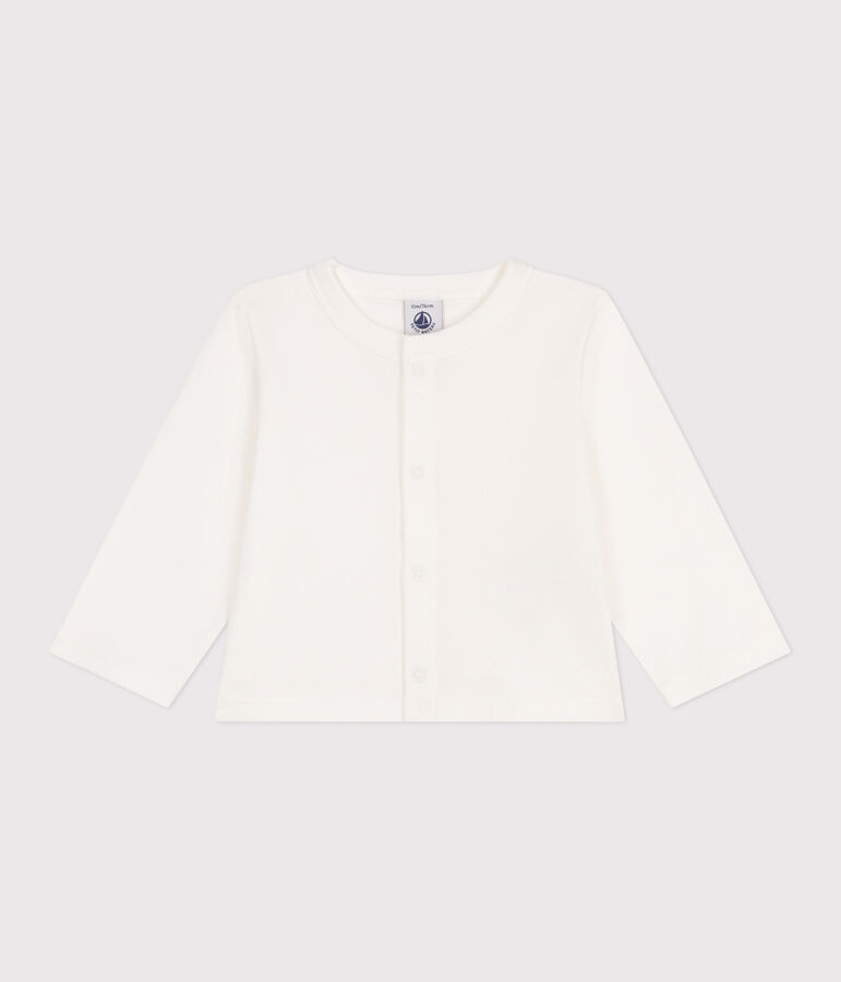 C&aacute;rdigan de algod&oacute;n liso para beb&eacute; blanco