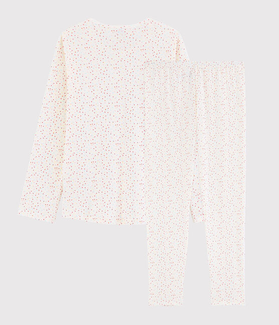 Pijama de lunares multicolores de algodón ecológico de chica/mujer blanco MARSHMALLOW/blanco MULTICO
