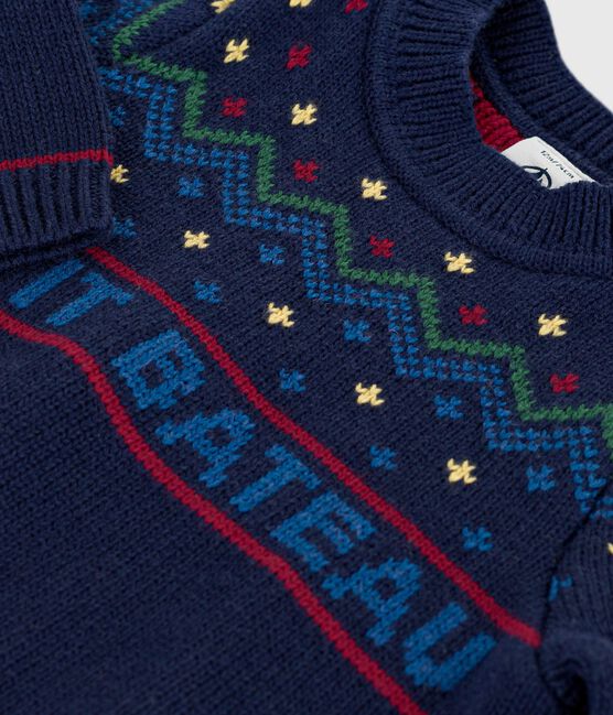 Jersey de lana y algodón con estampados para bebé azul SOIR/ MULTICO