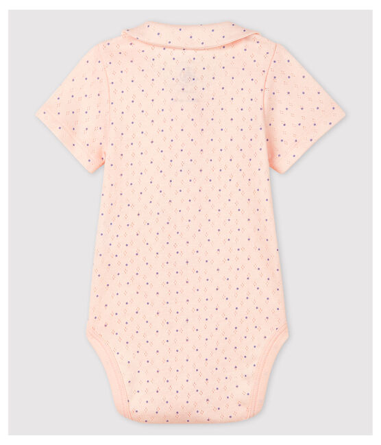 Body de manga corta con cuello rosa de bebé niña de algodón ecológico rosa FLEUR/azul EDNA