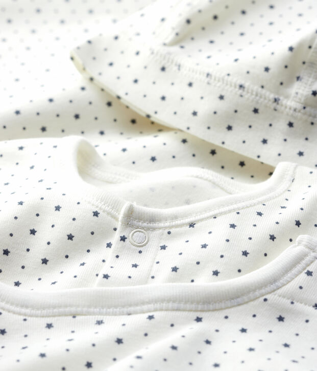 Estuche de regalo para reci&eacute;n nacido blanco con estrellas de beb&eacute; de algod&oacute;n ecol&oacute;gico multicolor