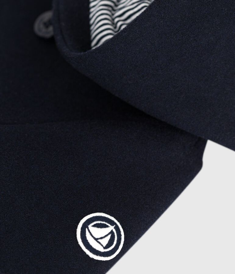 Abrigo liso de pa&ntilde;o de lana para beb&eacute; azul SMOKING