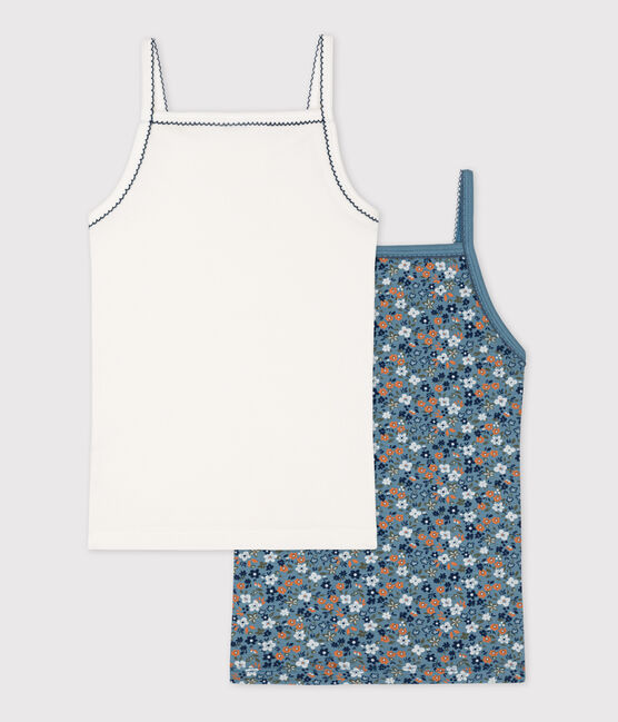 Juego de 2 camisas de tirantes de flores de algodón de niña variante 1