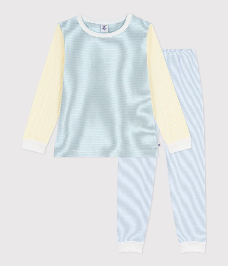 Pijama infantil de algod&oacute;n a rayas verde/multicolor