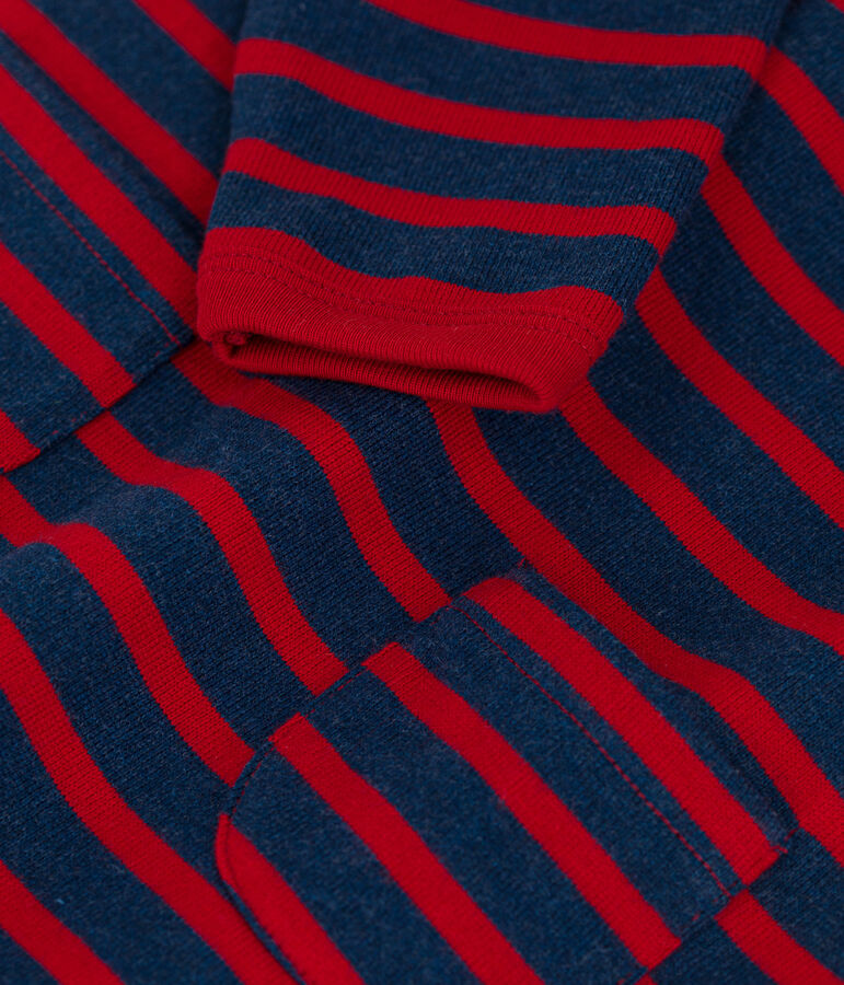 Mono de punto grueso con rayas marineras para beb&eacute; azul/rojo