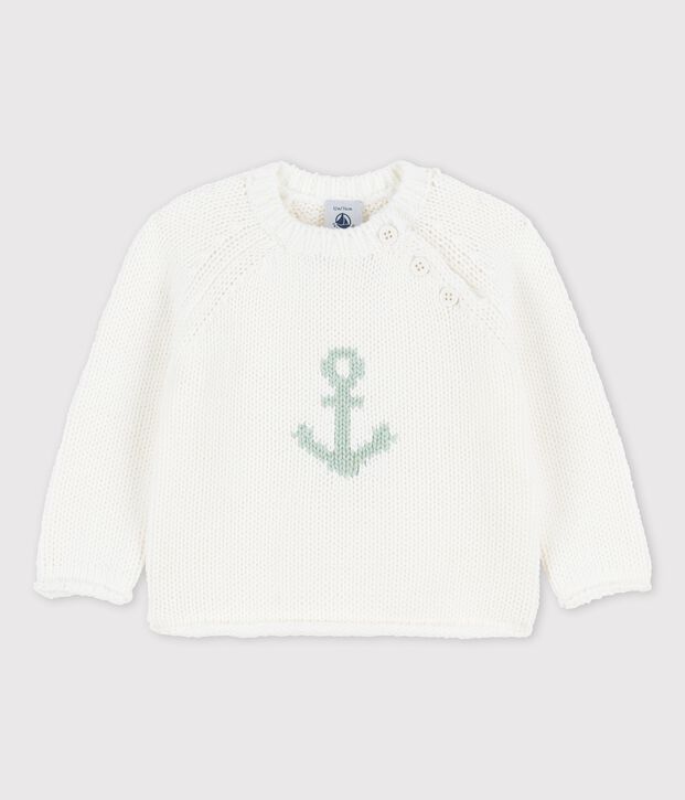 Jersey marino con motivo de ancla de beb&eacute; blanco/verde