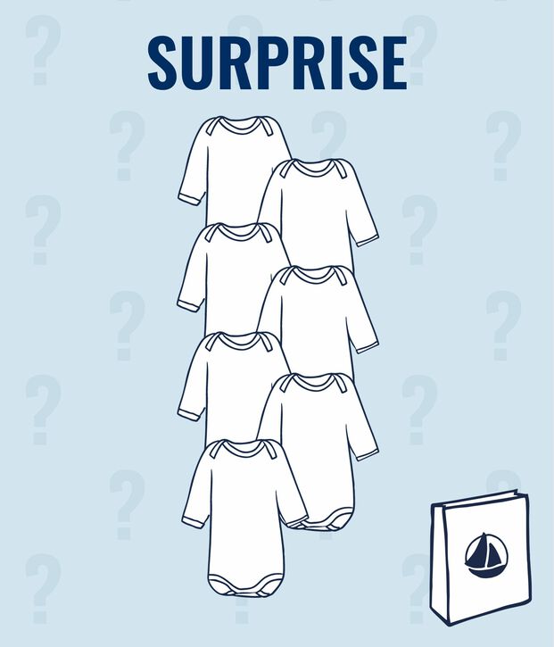 Juego sorpresa de 7 bodis de manga larga para beb&eacute; ni&ntilde;o multicolor