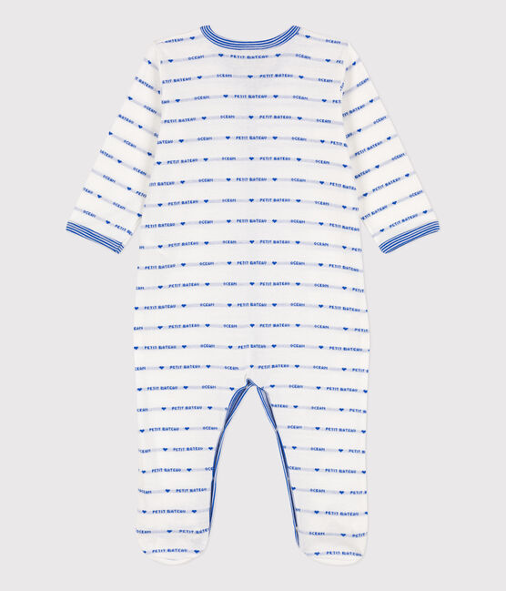 Pelele jacquard de algodón blanco MARSHMALLOW/azul PERSE