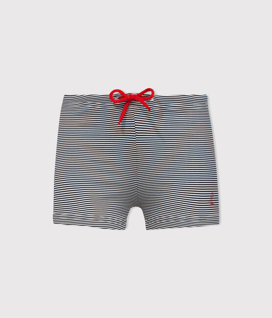Traje de baño UPF 50+ de bebé azul ABYSSE/blanco LAIT