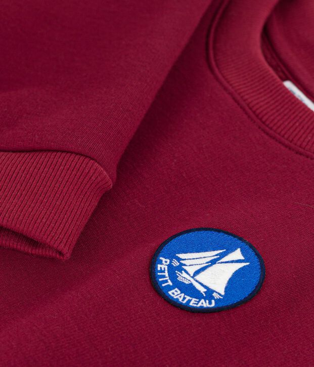 Sudadera infantil lisa de algod&oacute;n rojo
