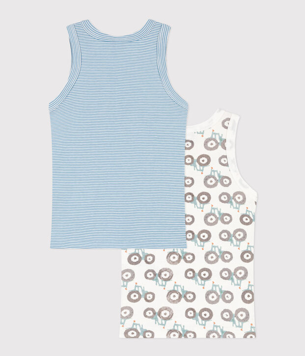 Juego de 2 camisetas de tirantes de algod&oacute;n con tractor para ni&ntilde;o multicolor