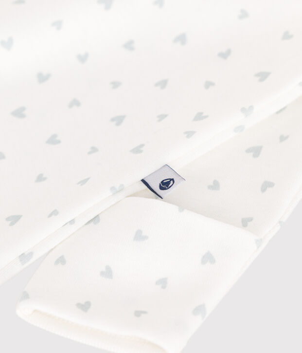 Mono saco de algod&oacute;n con cuello con corazoncitos para beb&eacute; blanco/multicolor