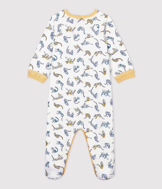 Pelele de bebé con estampado de panteras de algodón blanco MARSHMALLOW/blanco MULTICO
