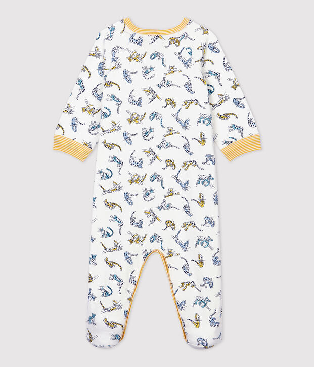 Pelele de beb&eacute; con estampado de panteras de algod&oacute;n blanco/multicolor