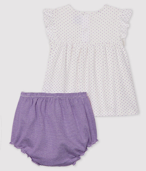 Conjunto de dos piezas para beb&eacute; ni&ntilde;a violeta/blanco
