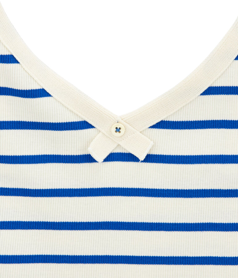 Camiseta de tirantes 100 anos de la braguita mujer blanco/azul